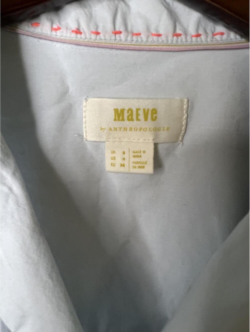 Anthropologie Maeve "Clarissa" High-Low Embroidered Button Down Shirt Size 4 - Picture 5 of 14